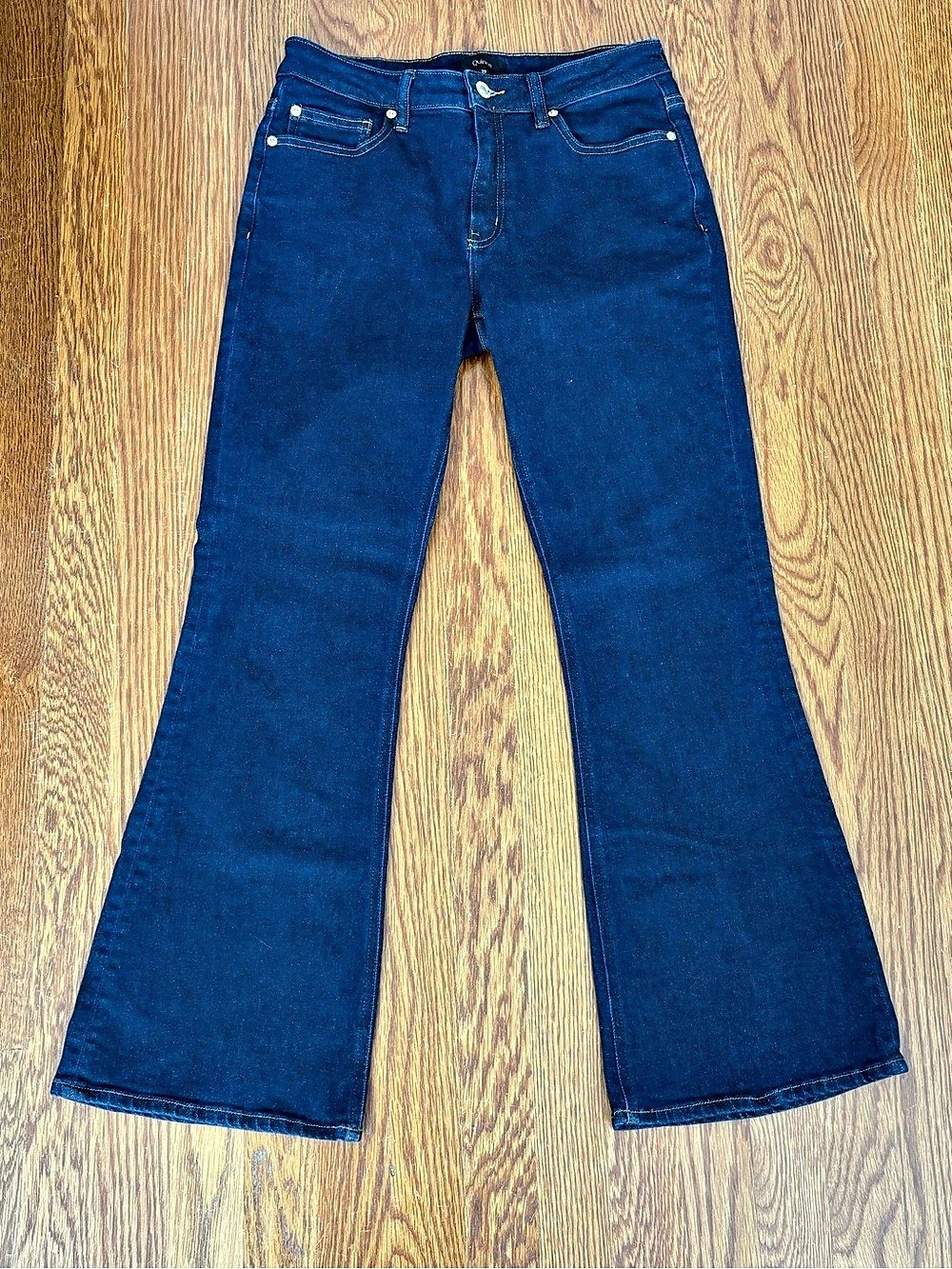 Dark Wash kick Flare Jeans Quince Luna Stretch Size 29 30” Inseam